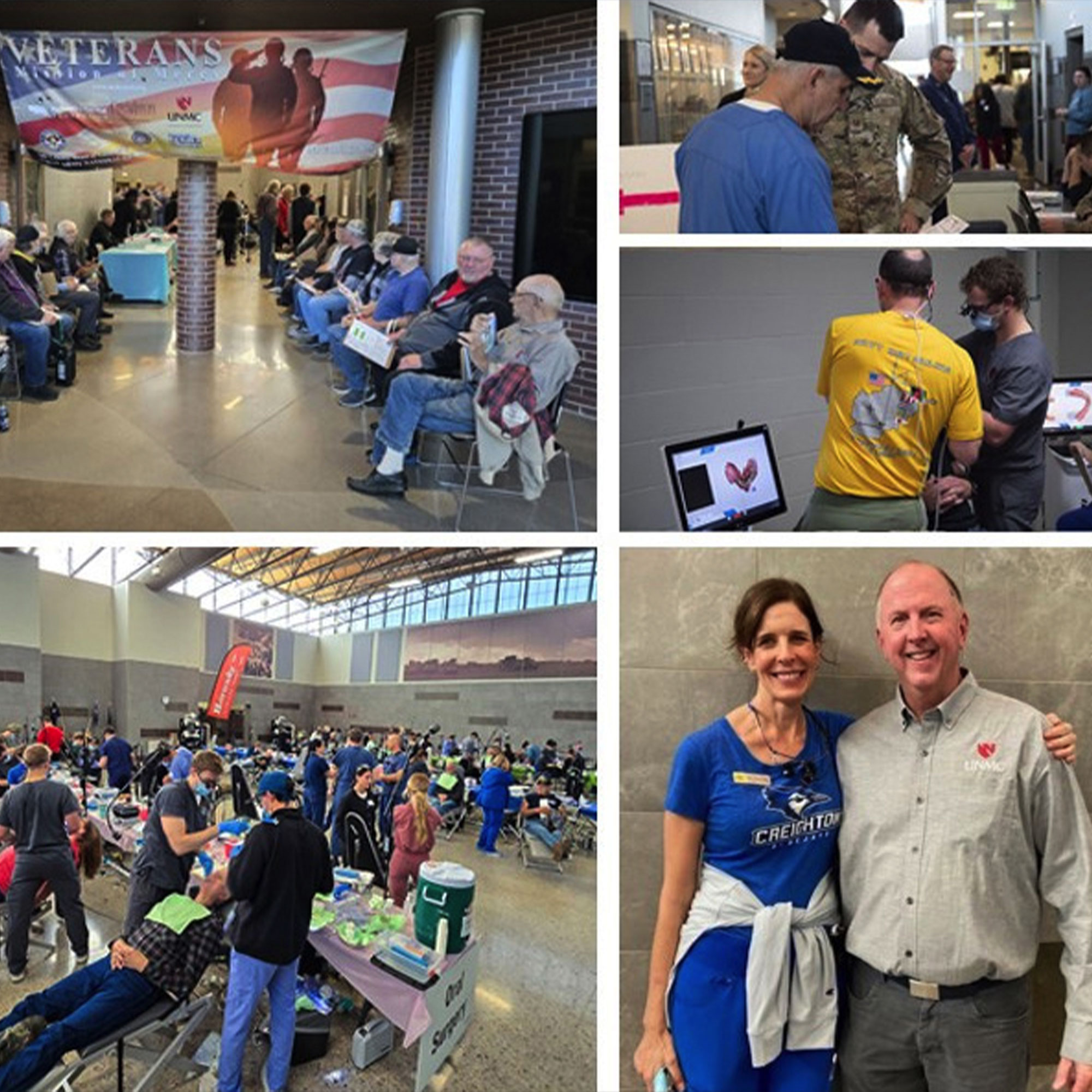 A collage depicting various dentists who are helping veterans